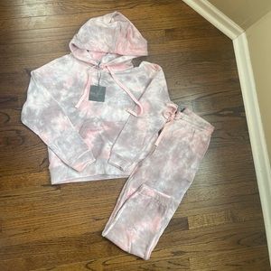 Tie dye sweatshirt and jogger set.